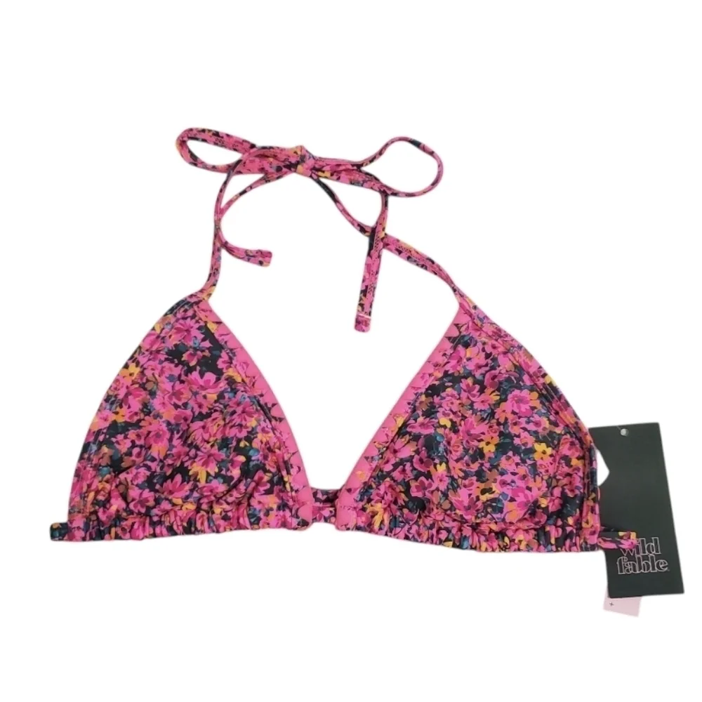 NWT Wild Fable Women's Crochet Trim Floral Triangle Bikini Swim Top XXS 00